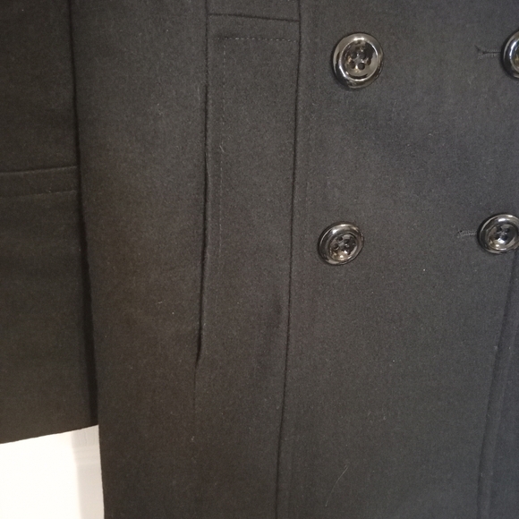 Anne Klein Wool Blend Double Breasted Pea Coat Black Warm Winter Jacket Sz M - Picture 5 of 11